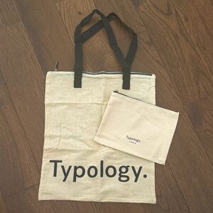 Typology Paris Recycled Canvas Tote and Make Up Pouch Set BNWT